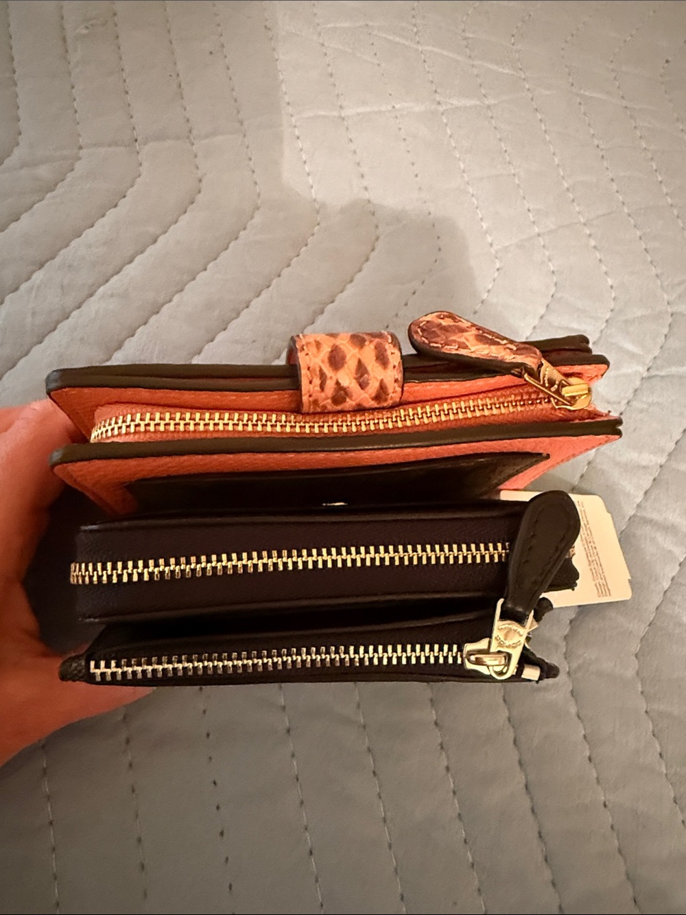 *Bundle* Coach Women's Signature Canvas Card Wallet in Brown & Coral, MK Black - Picture 12 of 13
